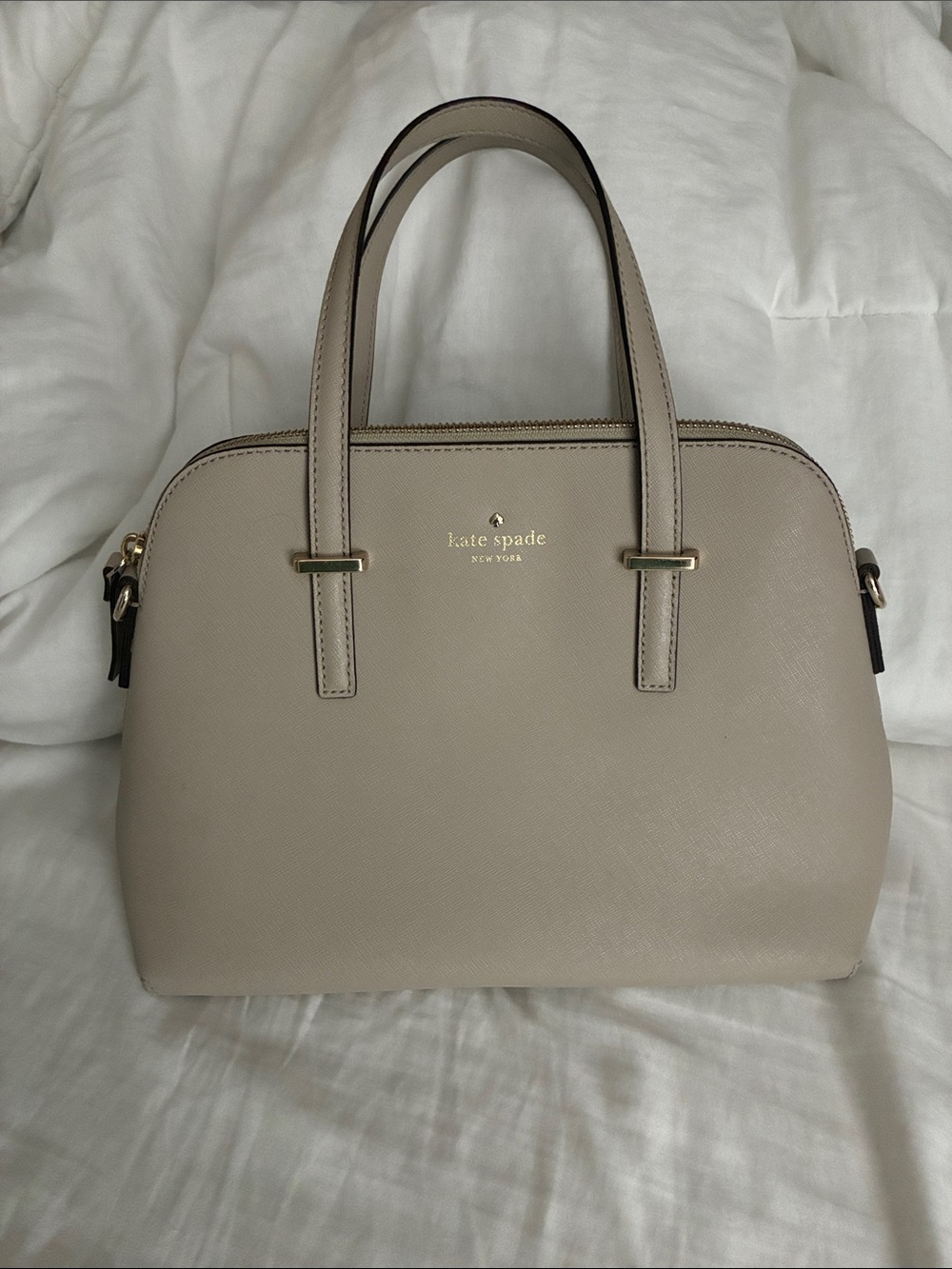 kate spade Beige Saffiano Dome Satchel